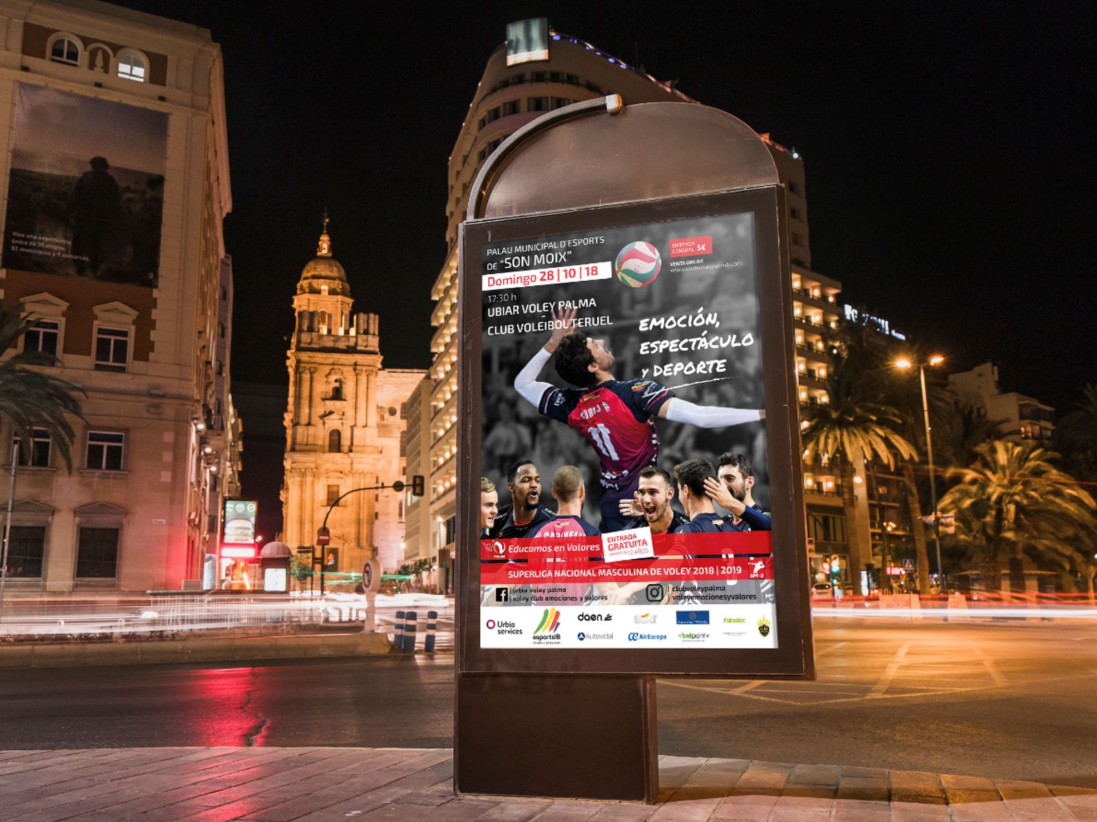 Cartelería publicitaria del club Urbia Voley Palma